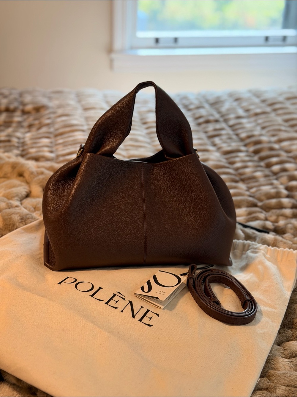 Polène Numero Neuf Large Size Bag in Textured Sandalwood (Chocolate Brown) NWT